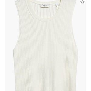 Vince Cream Ribbed Sleeveless Tank Top